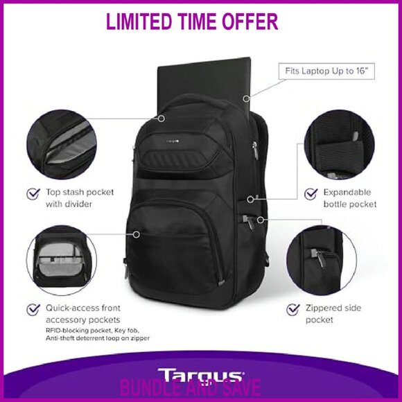 16-Inch Laptop Backpack with Padded Compartment, Tablet Pocket, Headphone Jack main image 7